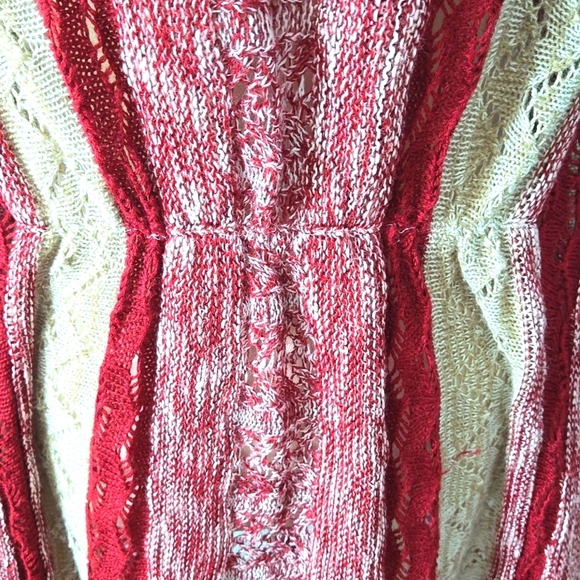 ABSOLUTELY FAMOUS Burgundy Beige open front long line cardigan waterfall Small - Picture 6 of 9